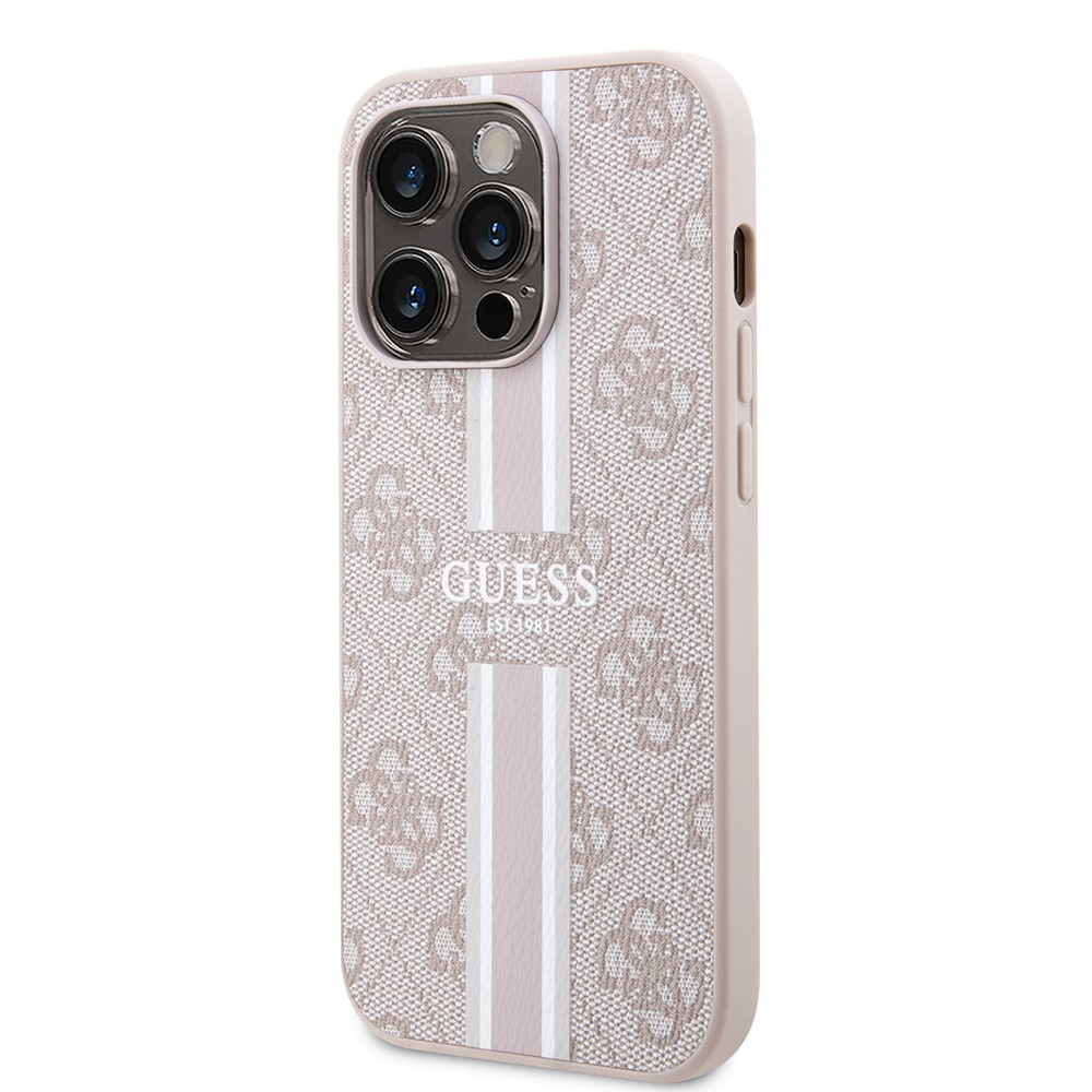 iPhone 15 Pro Kılıf Guess Orjinal Lisanslı Magsafe Şarj Özellikli 4G Şerit Tasarımlı Printed Kılıf