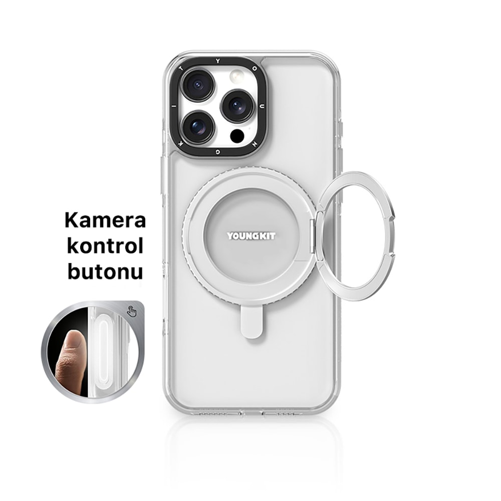 Apple iPhone 16 Pro Max Kılıf M-safe Şarj Özellikli Standlı Aksiyon Butonlu Youngkit Pivot Serisi Kapak
