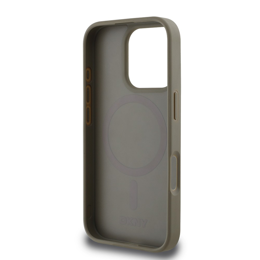 Apple iPhone 16 Pro Max Kılıf DKNY Orjinal Lisanslı M-safe Şarj Özellikli 3D Yazılı Grid Pattern Kapak