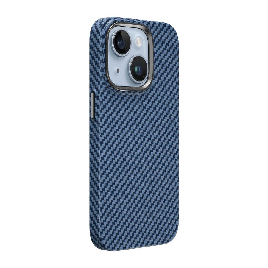 iPhone 14 Kılıf ​​​​​Wiwu Karbon Fiber Görünümlü Magsafe Wireless Şarj Özellikli Kabon Kılıf