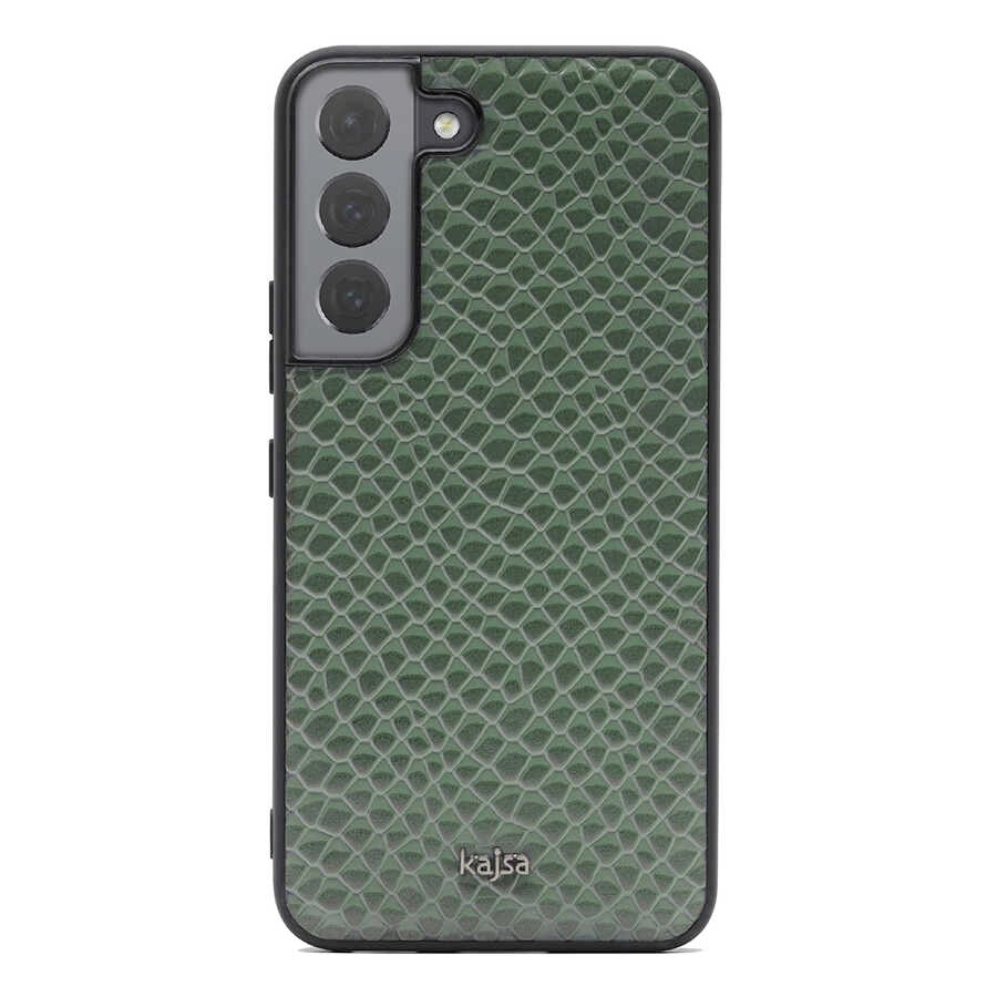 Galaxy S22 Kılıf ​Kajsa Pearl Pattern Hakiki Deri Kılıf