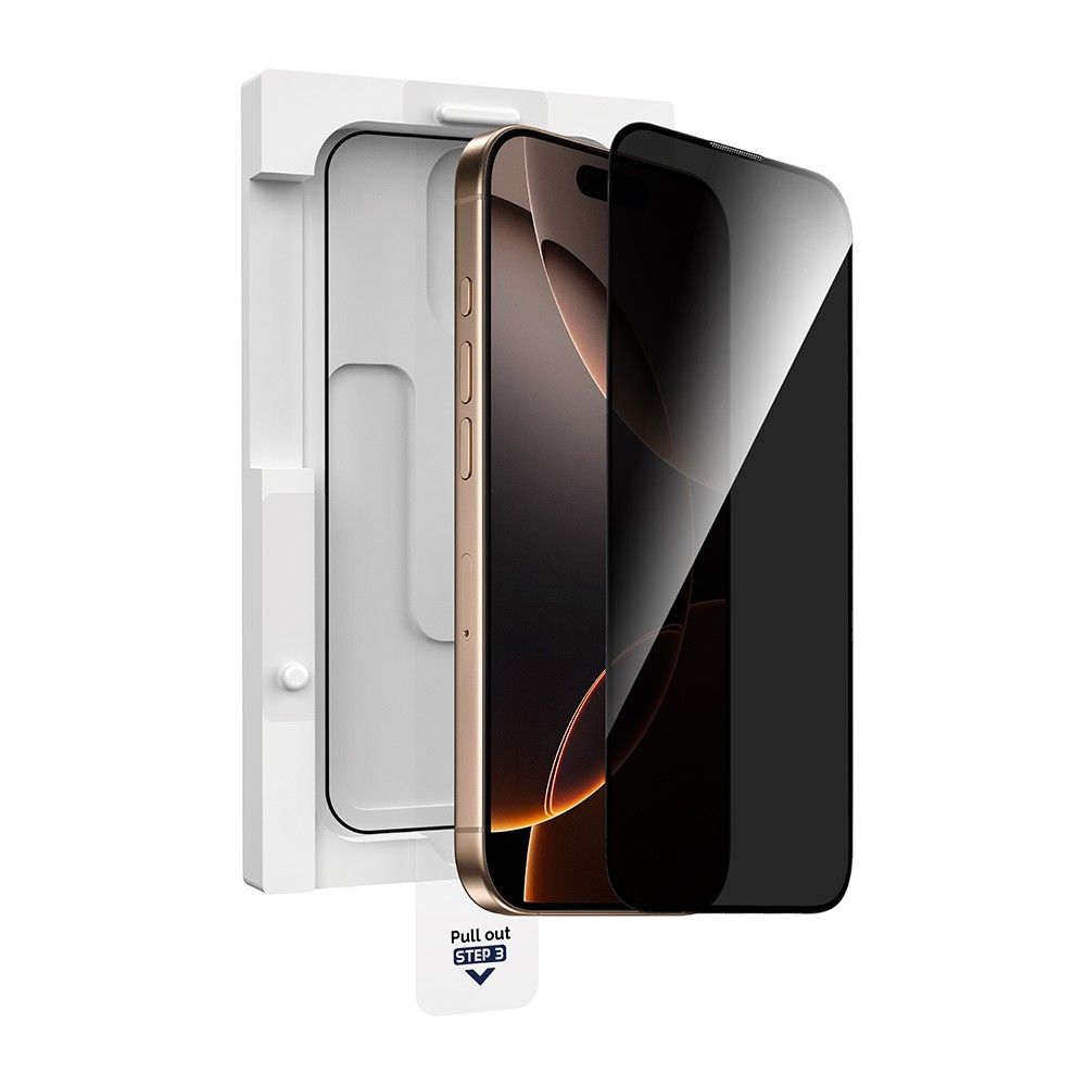 iPhone 15 Wiwu GT-021 Titan Guard Serisi Şok Emici Hibrit Polimer Privacy Ekran Koruyucu Film + Kolay Uygulama Aparatı