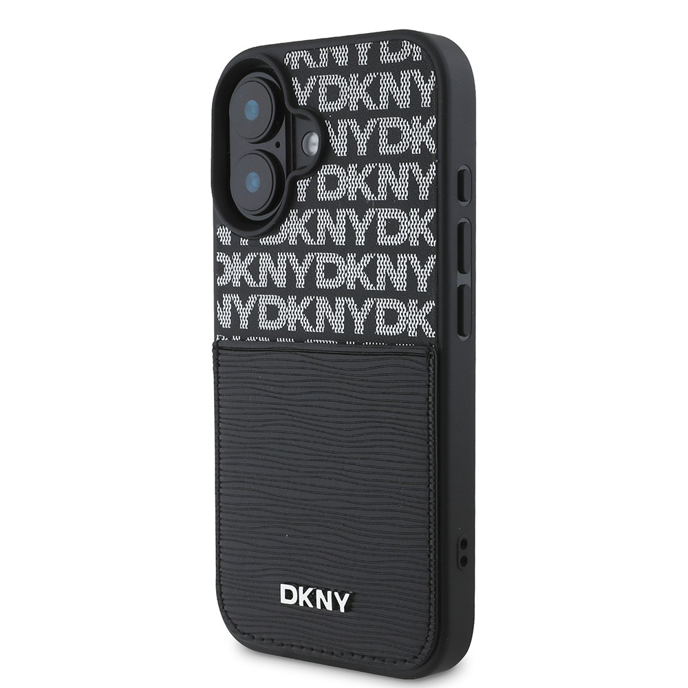 iPhone 16 Kılıf DKNY Orjinal Lisanslı Kartlıklı 3D Yazılı Repeat Texture Pattern Kapak