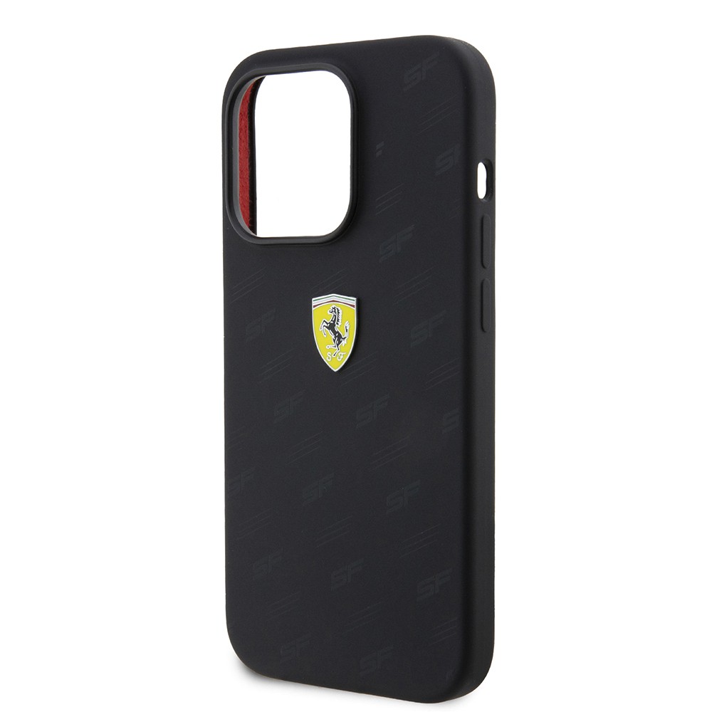 Apple iPhone 15 Pro Kılıf Ferrari Orjinal Lisanslı Metal Logolu SF Yazılı Kapak