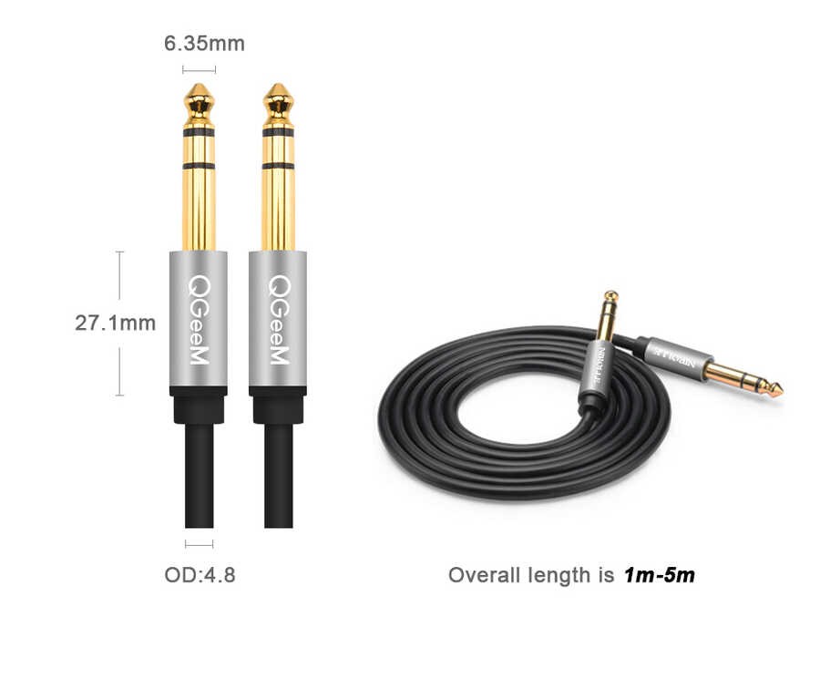 Qgeem QG-AU03 6.35mm Aux Audio Kablo 1M