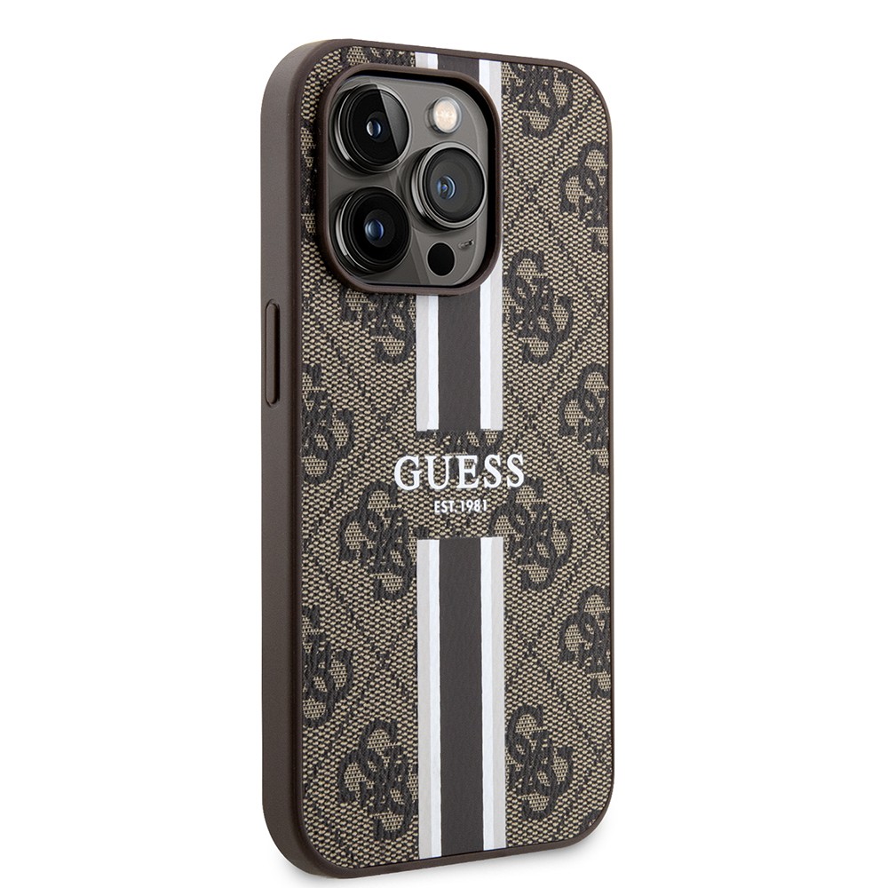 iPhone 15 Pro Kılıf Guess Orjinal Lisanslı Magsafe Şarj Özellikli 4G Şerit Tasarımlı Printed Kılıf