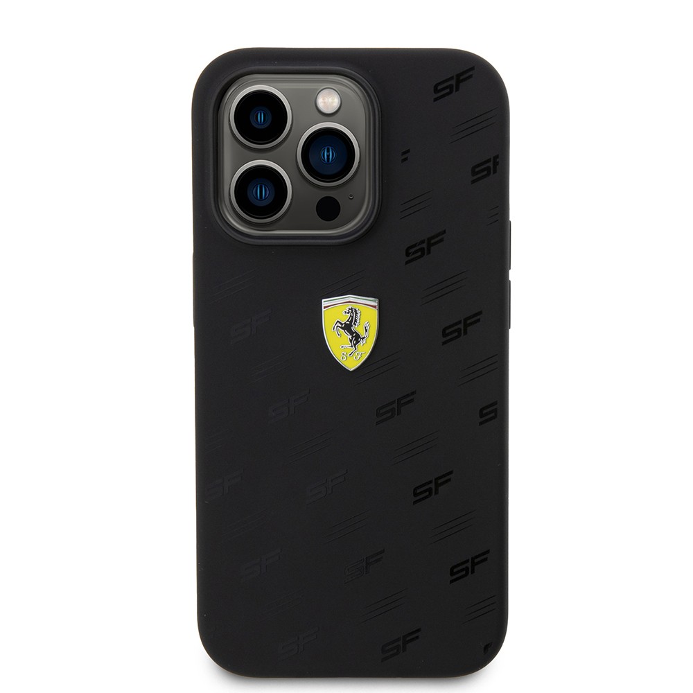 Apple iPhone 15 Pro Kılıf Ferrari Orjinal Lisanslı Metal Logolu SF Yazılı Kapak