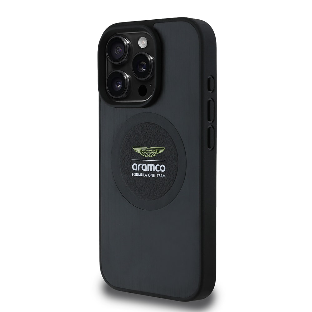 Apple iPhone 16 Pro Kılıf Aston Martin Orjinal Lisanslı M-safe Şarj Özellikli Aluminyum Arka Yüzeyli Formula One Team Baskılı Kapak