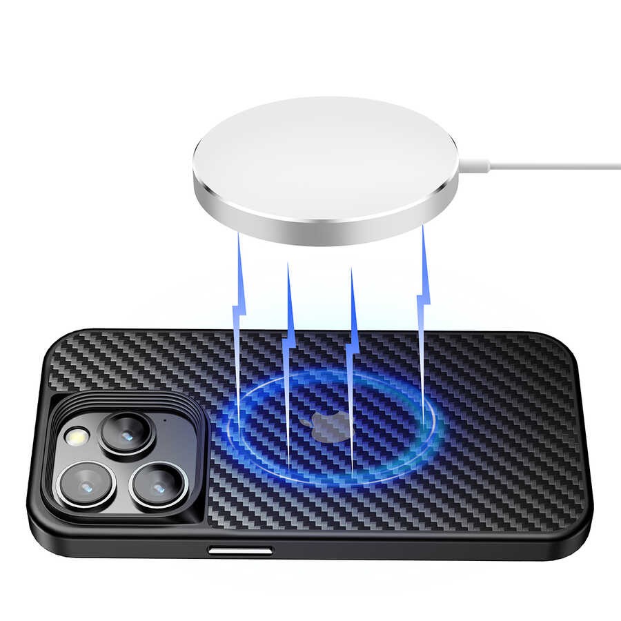 iPhone 14 Pro Max Kılıf Aramid Karbon Fiber Magsafe Özellikli Wlons Radison Kılıf