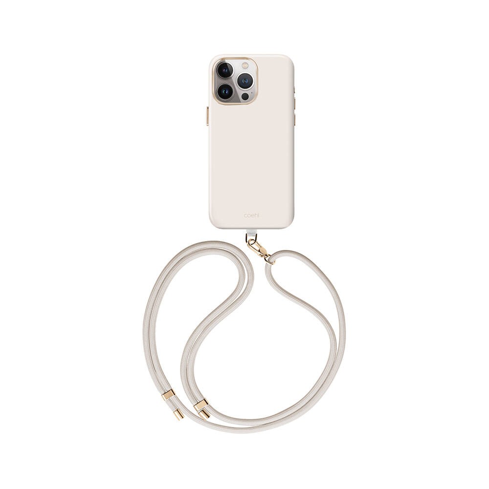 iPhone 15 Pro Kılıf Magsafe Şarj Özellikli Soft Pürüzsüz Yüzey Askı İpli Coehl Creme Kılıf