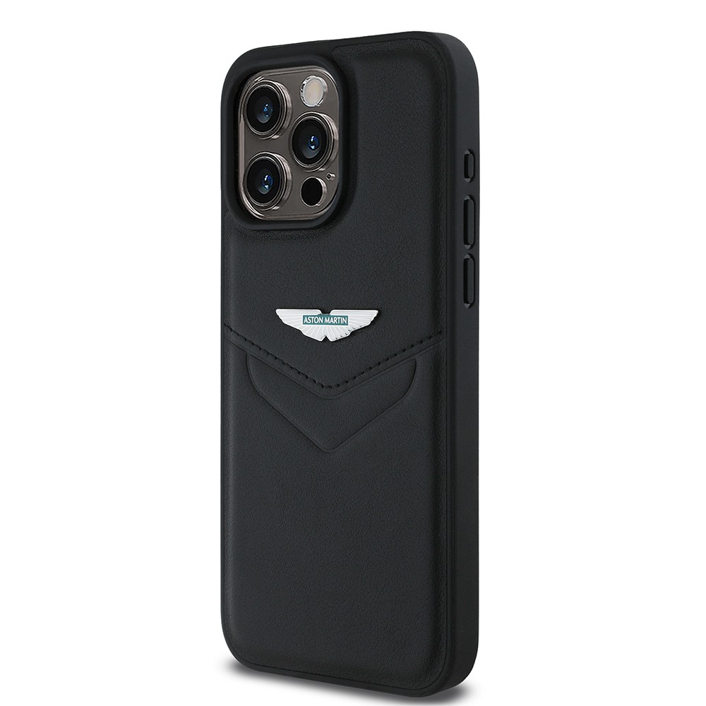Apple iPhone 15 Pro Max Kılıf Aston Martin Orjinal Lisanslı Victory Dizayn PU Deri Metal Logolu Kapak