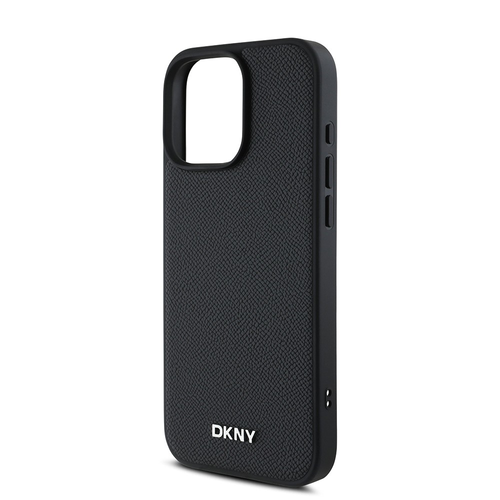 iPhone 16 Pro Kılıf DKNY Orjinal Lisanslı Magsafe Şarj Özellikli Metal Logolu PU Deri Grained Kılıf