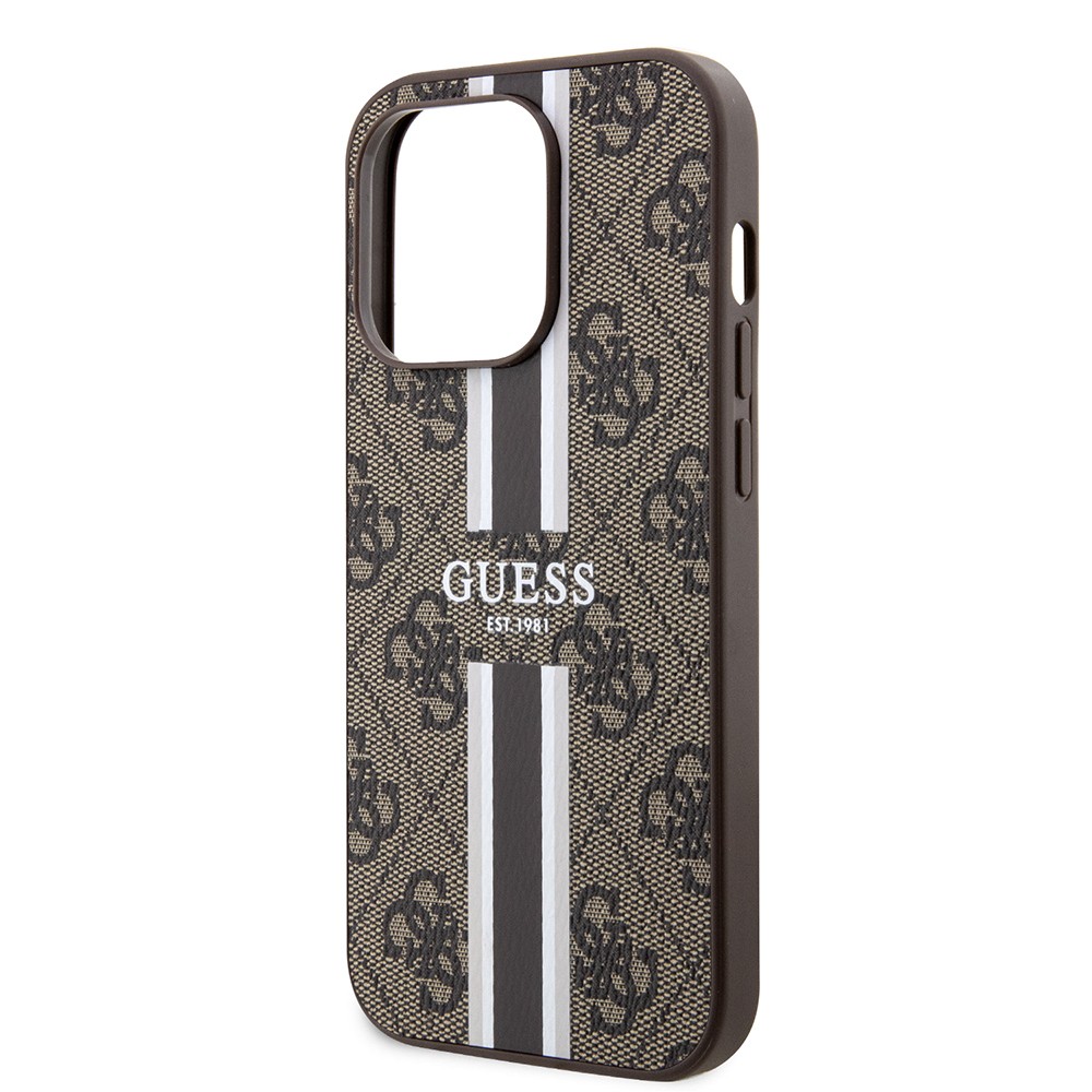 iPhone 15 Pro Kılıf Guess Orjinal Lisanslı Magsafe Şarj Özellikli 4G Şerit Tasarımlı Printed Kılıf