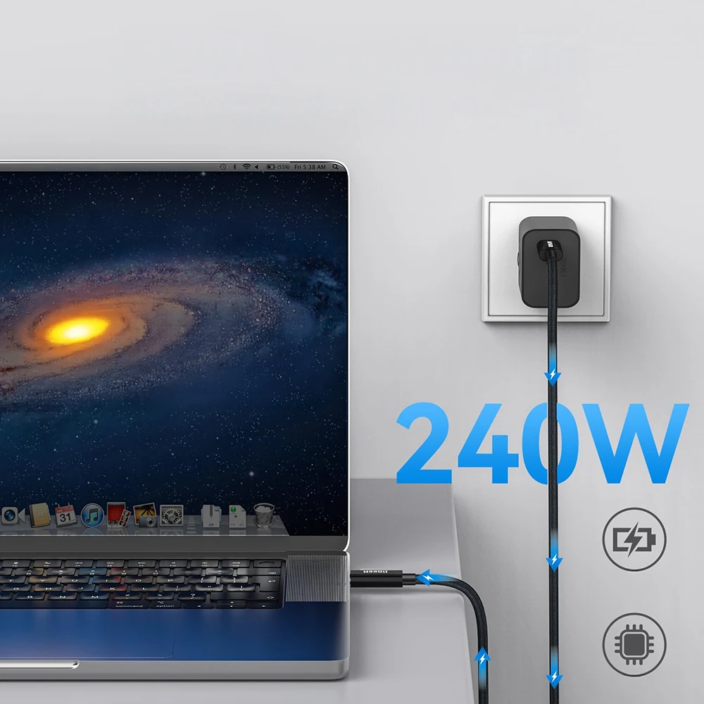 Qgeem QG05 Type-C to Type-C USB5 PD Data Kablosu 240W 80Gbps 8K@60Hz 1.2 Metre