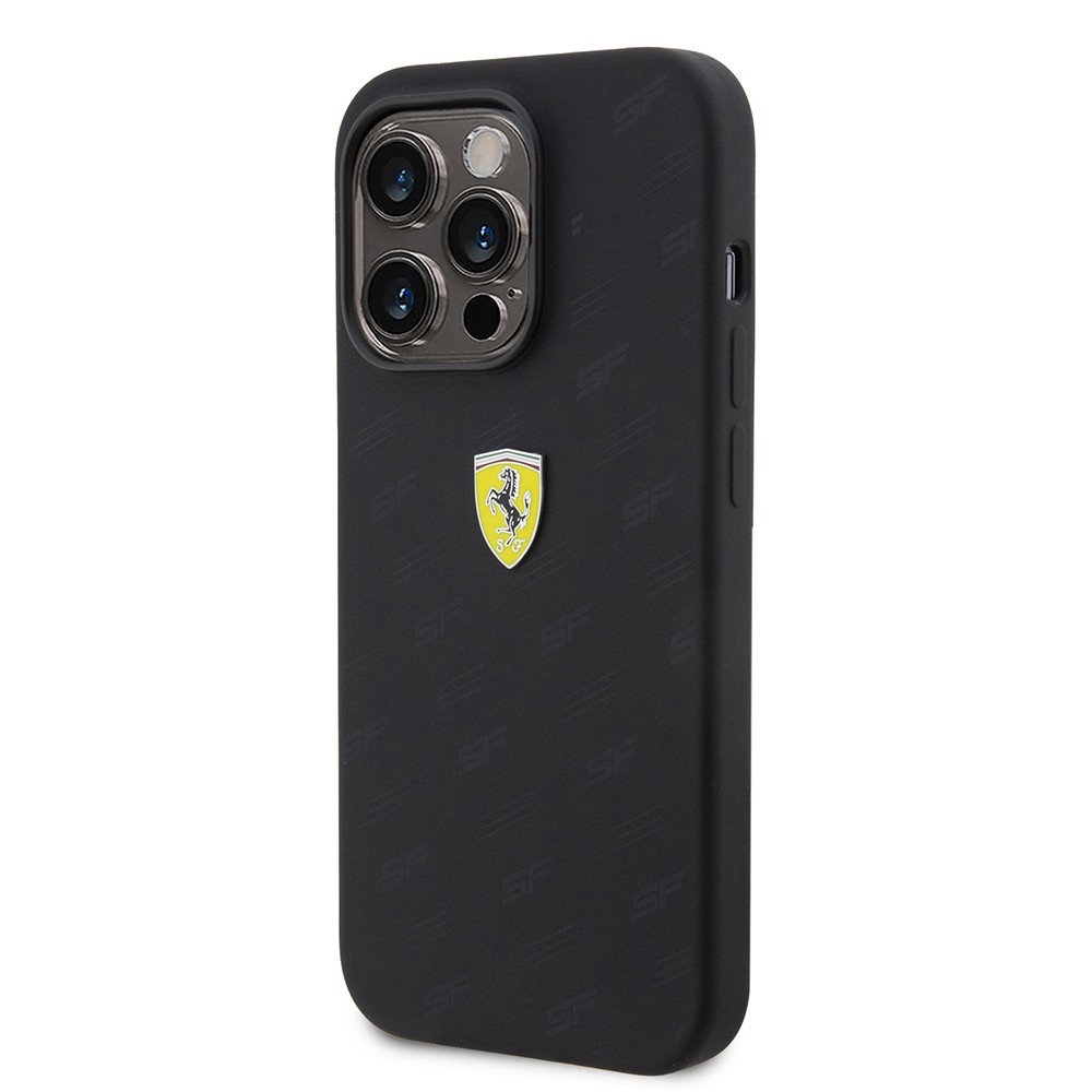 Apple iPhone 15 Pro Kılıf Ferrari Orjinal Lisanslı Metal Logolu SF Yazılı Kapak