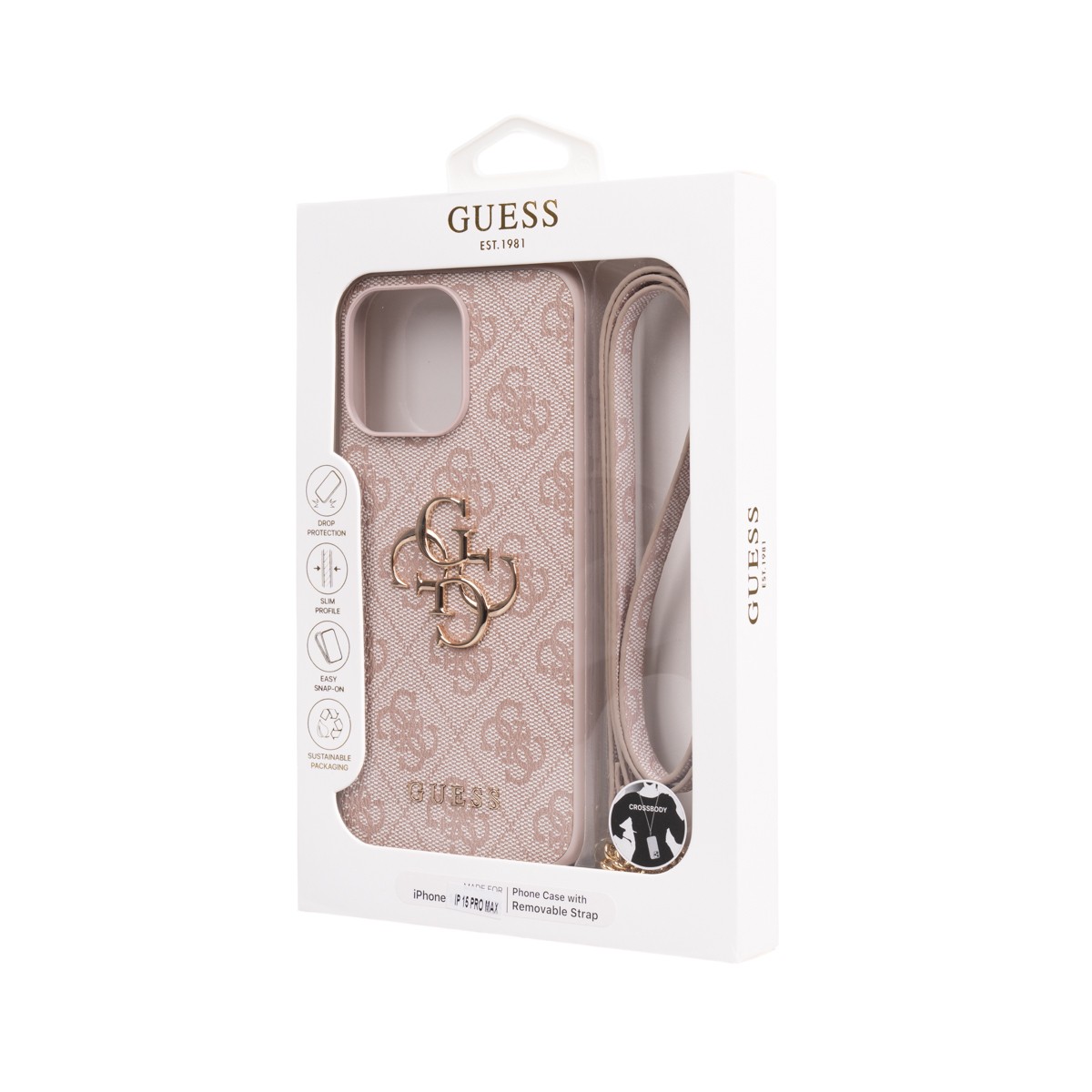 Apple iPhone 14 Pro Max Kılıf Guess Orjinal Lisanslı PU Deri 4G Büyük Metal Logolu Çapraz Vücut Askılı Kapak