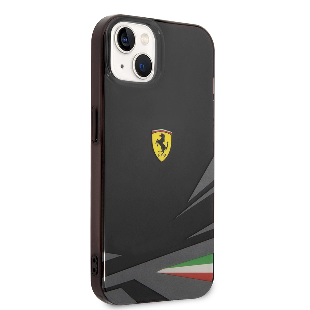 Apple iPhone 14 Kılıf Ferrari Orjinal Lisanslı Baskı Logolu İtalyan Bayrak Baskılı Dizayn Kapak