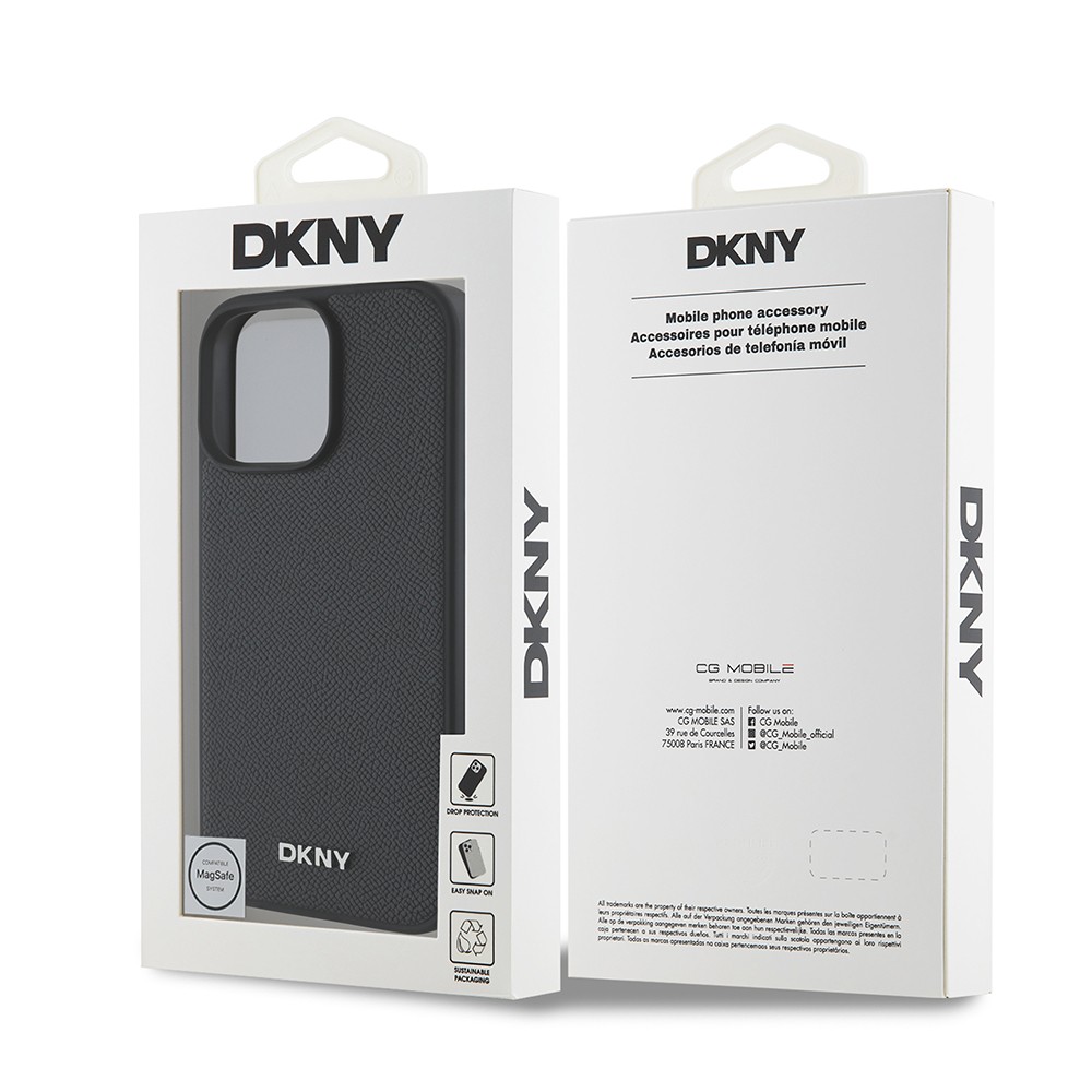 iPhone 16 Pro Max Kılıf DKNY Orjinal Lisanslı Magsafe Şarj Özellikli Metal Logolu PU Deri Grained Kılıf