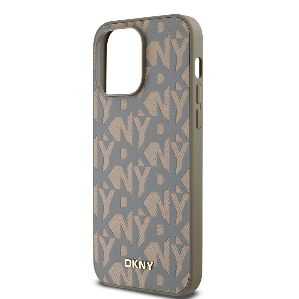Apple iPhone 14 Pro Max Kılıf DKNY Orjinal Lisanslı M-safe Şarj Özellikli 3D Yazılı Grid Pattern Kapak