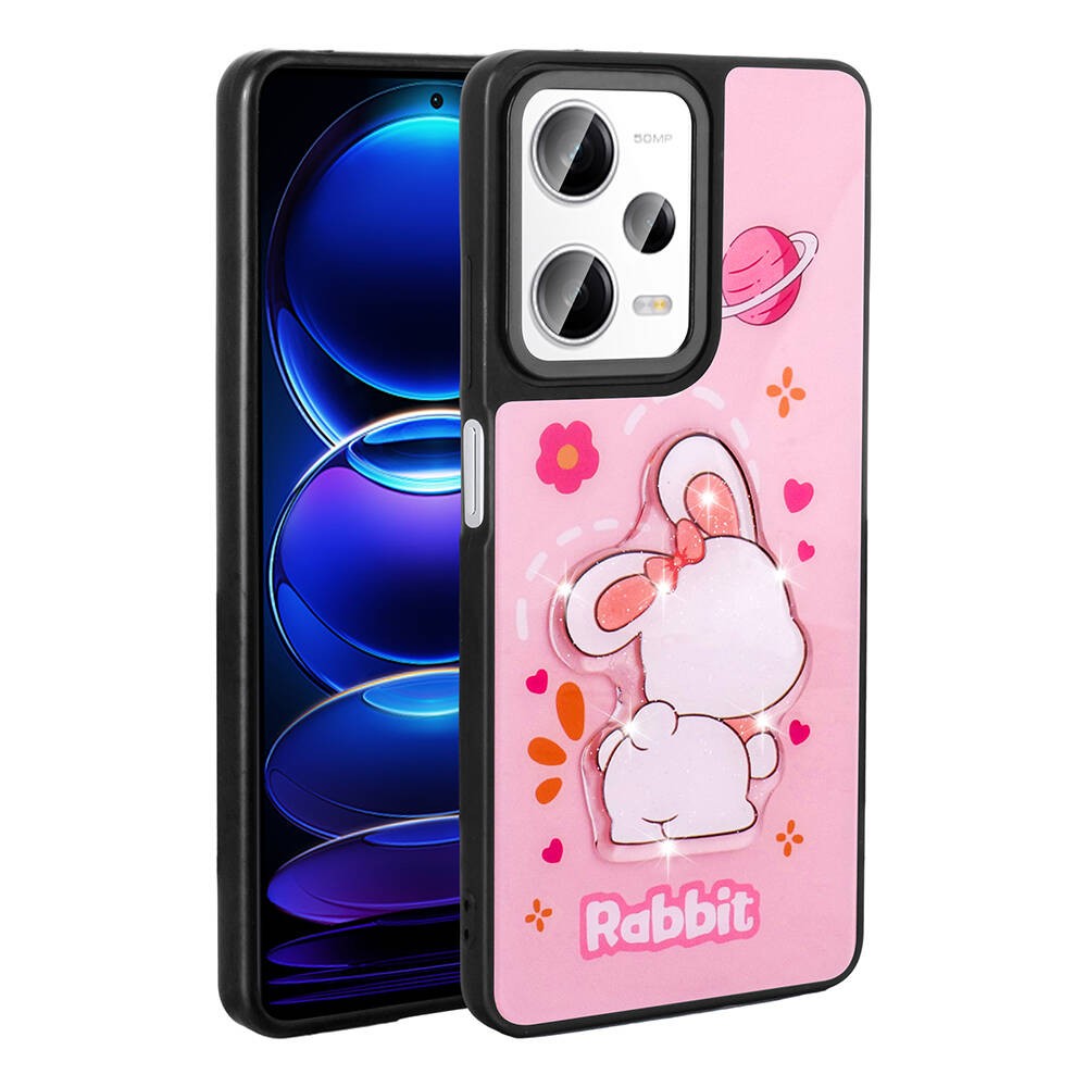 Xiaomi Redmi Note 12 Pro Plus 5G Kılıf Parlayan Kabartmalı İkonik Figürlü Zore Amas Silikon Kılıf
