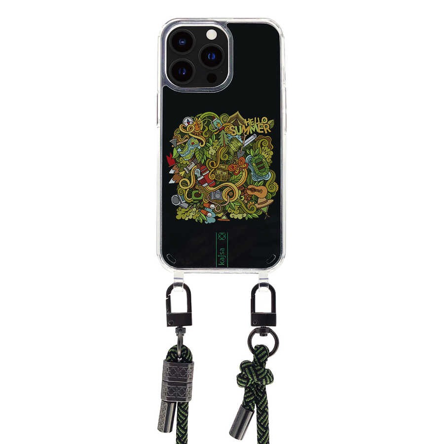 iPhone 14 Plus Kılıf Kajsa Missy And Match Şeffaf Desenli İp Askılı Kılıf
