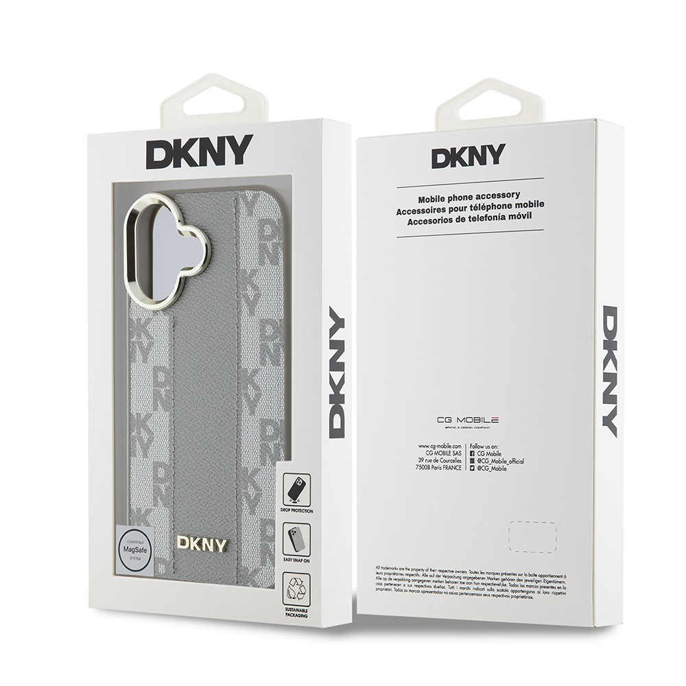 iPhone 16 Kılıf DKNY Orjinal Lisanslı Magsafe Şarj Özellikli 3D Yazılı Checkered Pattern Kılıf