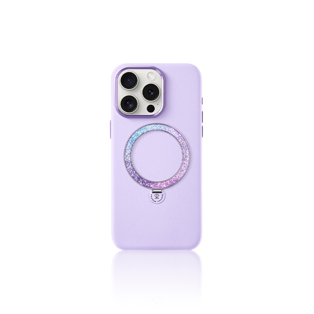Apple iPhone 16 Pro Max Kılıf Magsafe Şarj Özellikli Standlı Suni Deri Tasarımlı Pynana Dancing Circle Serisi Kapak