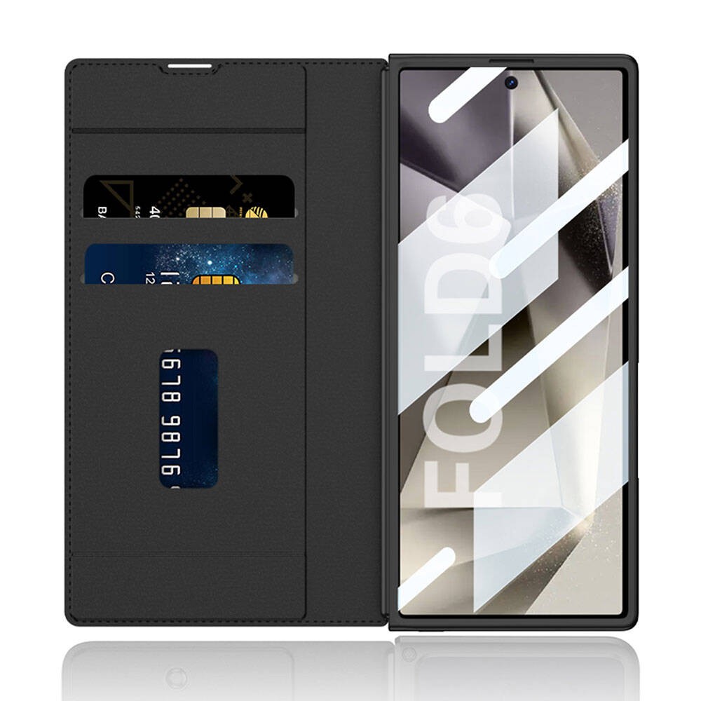Galaxy Z Fold 6 Kılıf Kamera Korumalı Kadife Tasarımlı Zore Kıpta Kalem Bölmeli Fest Kılıf