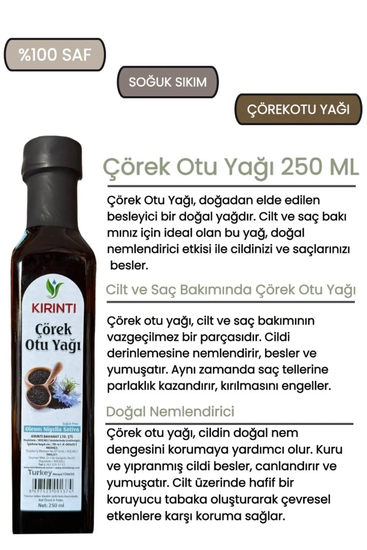 Çörek Otu Yağı 250ml 