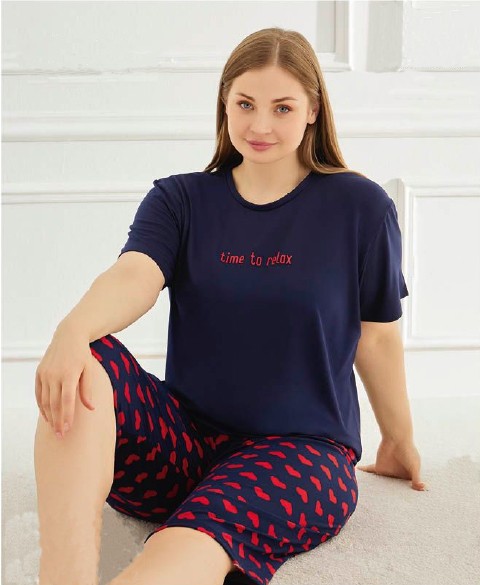 Mihra 50503 Büyük Beden Kapri Pijama Takım