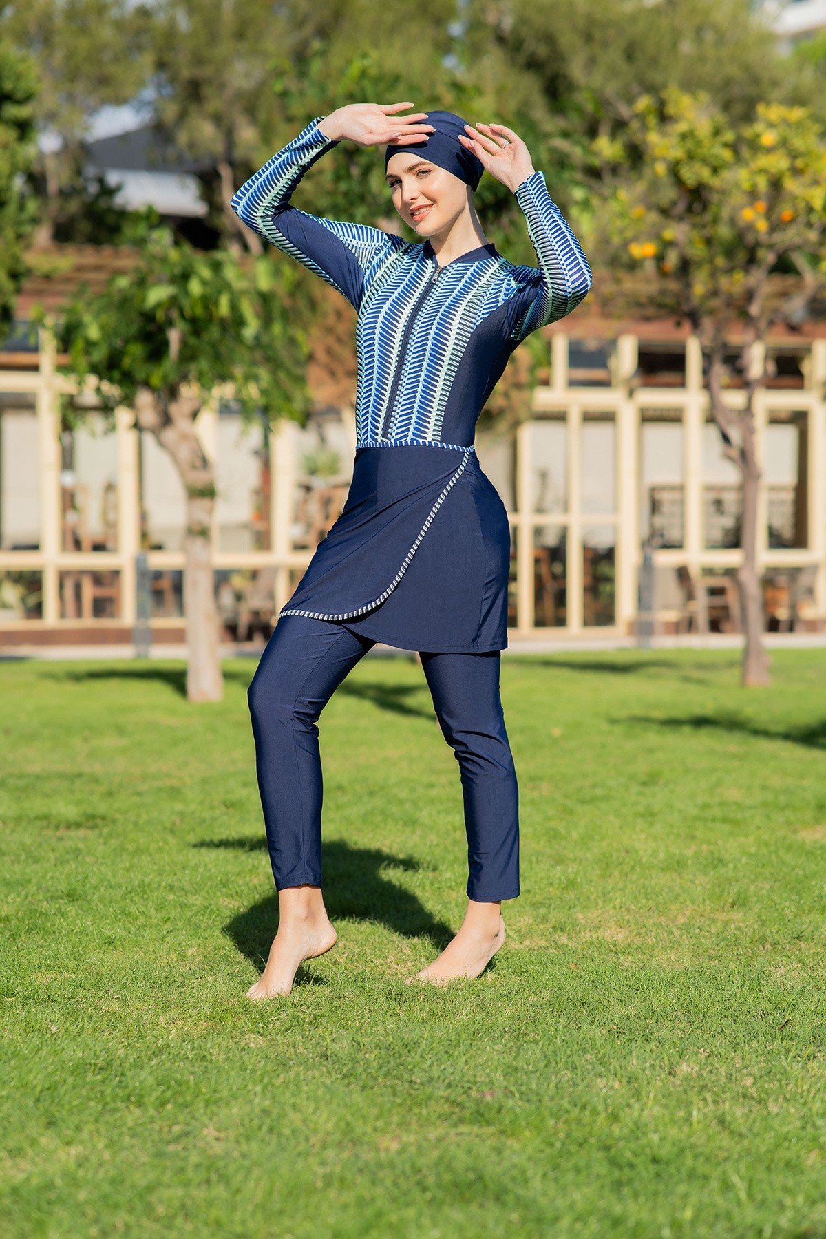 RUKO 25212-1 3'lü Takım Yüzücü Model Lycra Kumaş Tesettür Mayo