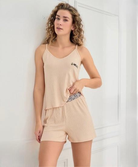 Mihra 70702 Kaşkorse Kumaş İp Askılı Şort Takım