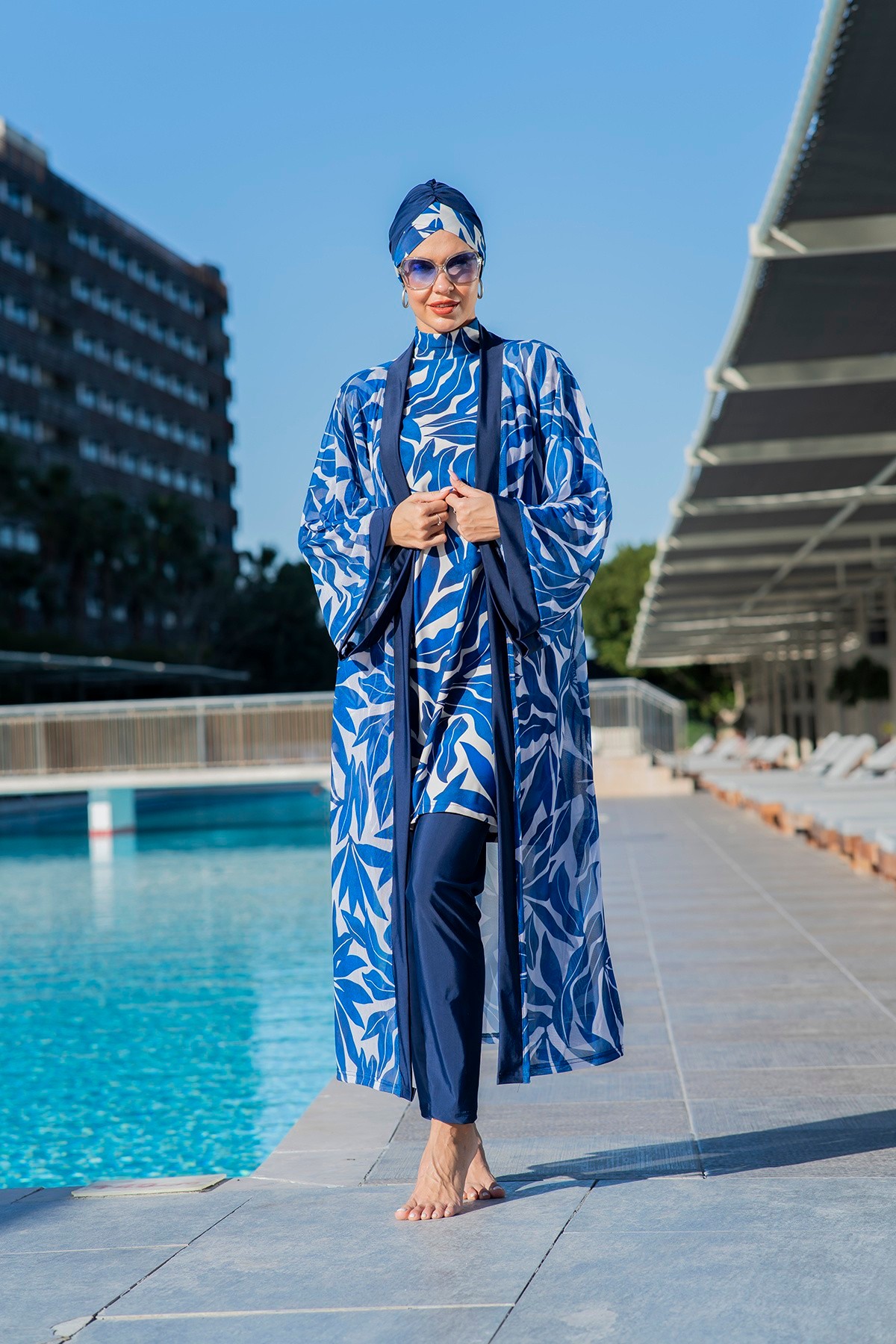 Ruko 501 Çiçek Desenli Esnek Şifon Kumaş Kimono - çok renkli