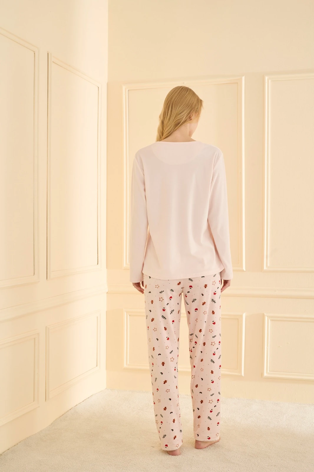 Mihra 13313R1424 Kurabiye Desen Kadife Pijama Takımı