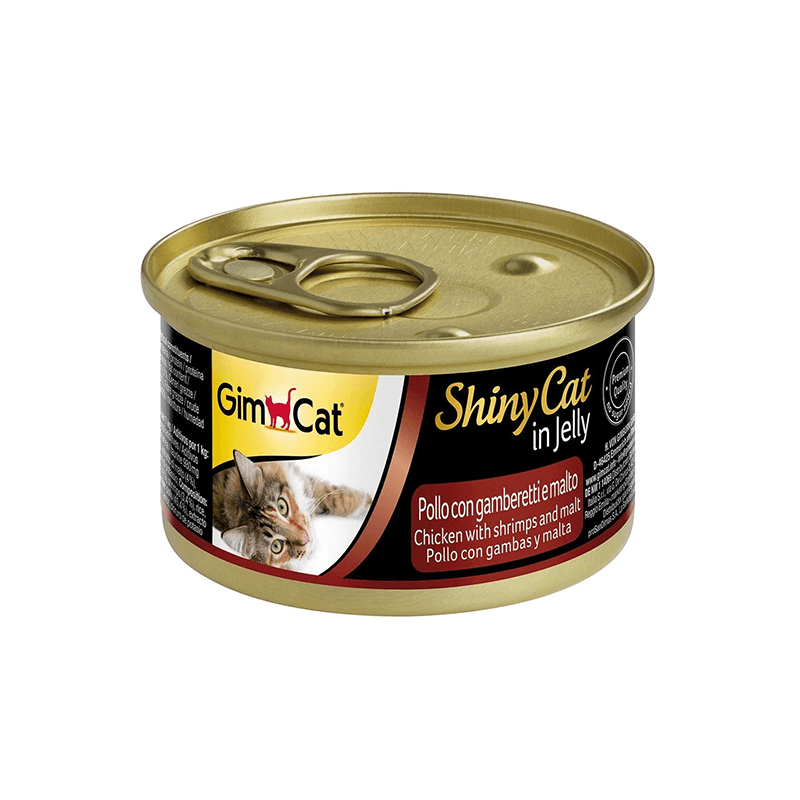 Gimcat Yeni Shinycat Öğünlük Konserve Kedi Maması-Tavuklu Karidesli Malt Özlü 70gr