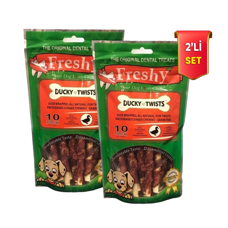 Freshy Ducky Twist 13cm Köpek Ödülü 10 adet 90gr 2li Set