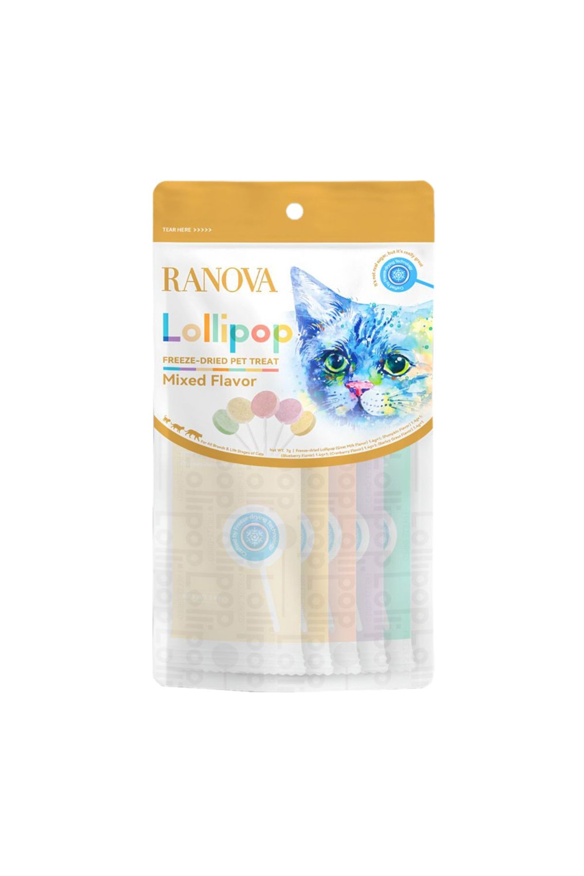 Ranova Kediler için Karışık Lezzetli Lolipop *1.4g 5'li