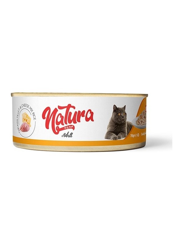 Natura Pet Adult Tahılsız Tavuk Fileto ve Peynirli Yetişkin Kedi Konservesi 70 gr