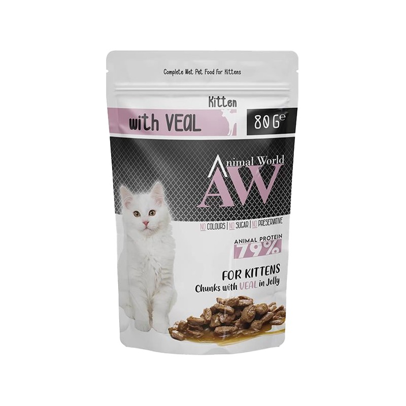 Animal World Yavru Kedi Konservesi Dana Etli 80 Gr