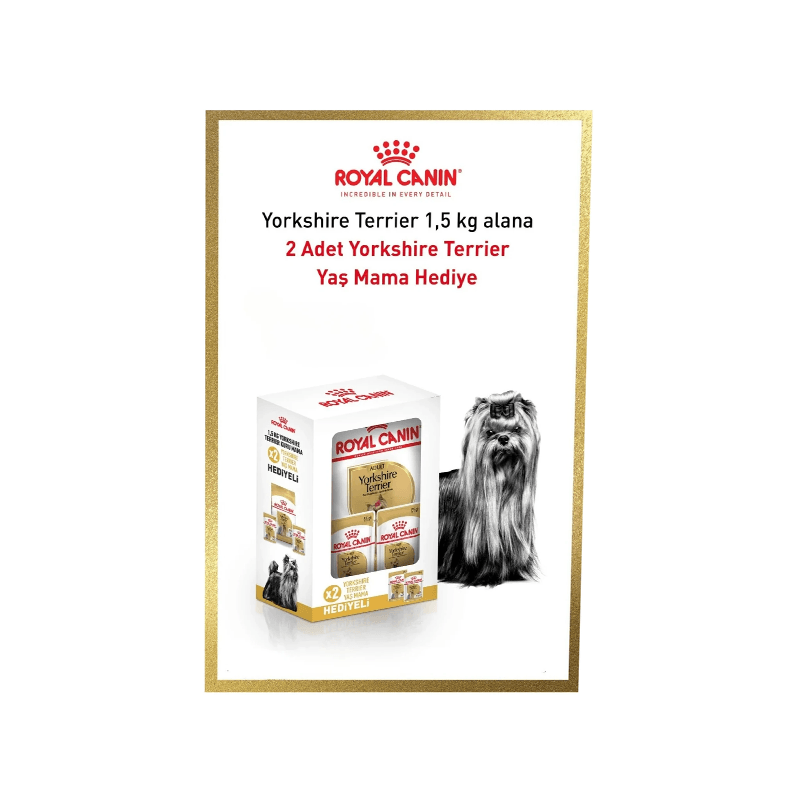 Royal Canin Yorkshire Terrier Irkına Özel Köpek Maması 1.5 Kg + 2 Adet Yaş Mama Hediyeli