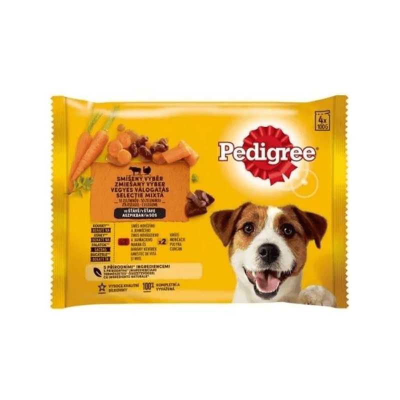 Pedigree Multipack Köpek Yaş Mama Biftek Kuzu Hindi Havuç Pouch 4 X 100 Gr