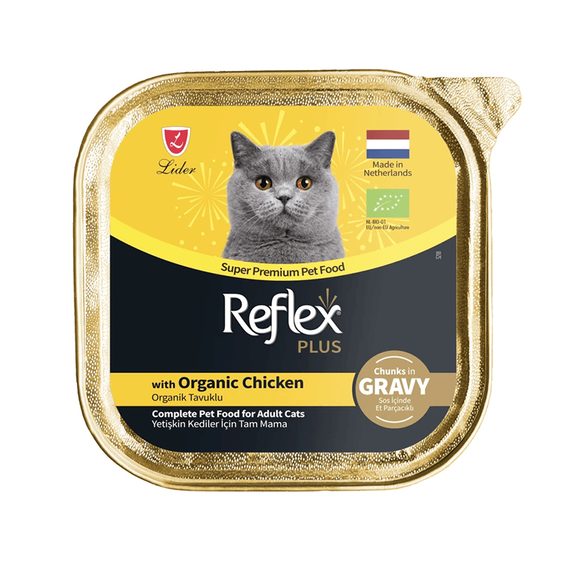 Reflex Plus Organik Tavuklu Sos içinde Et parçacıklı Yetişkin Kedi Yaş Mama 85 Gr