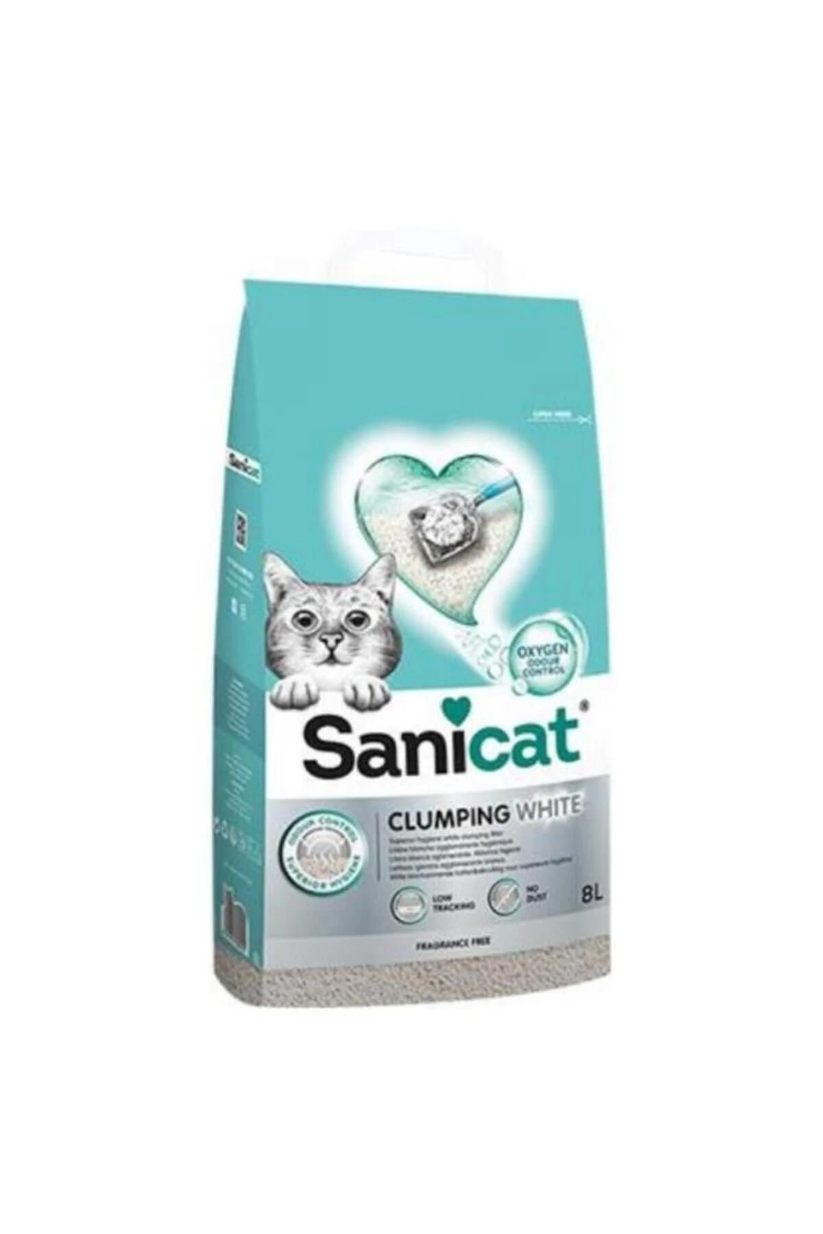 Sanicat Clumping White Oksijen Kontrol Süper Topaklanan Kedi Kumu 8Lt