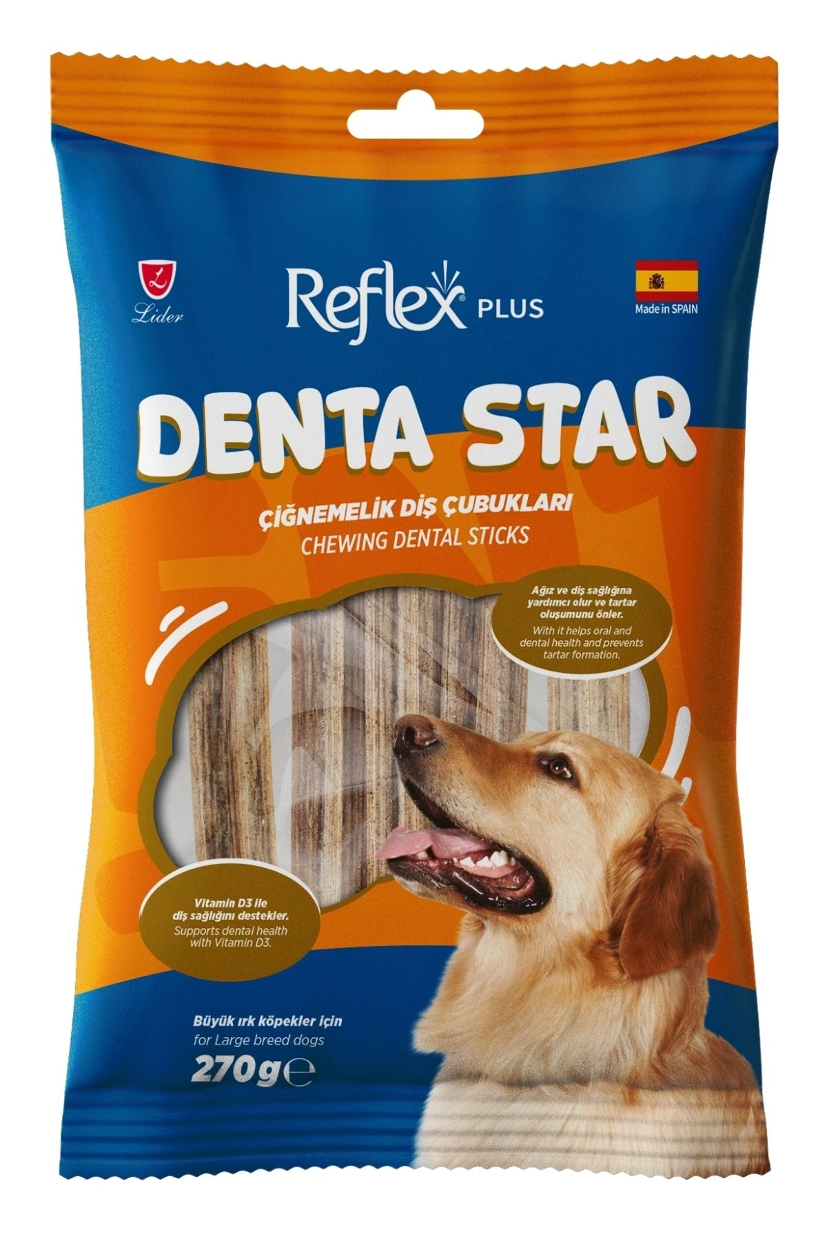Reflex Plus Dentastar Chewing Büyük Irk Yetişkin Köpek Çiğnemelik Diş Çubukları 270gr
