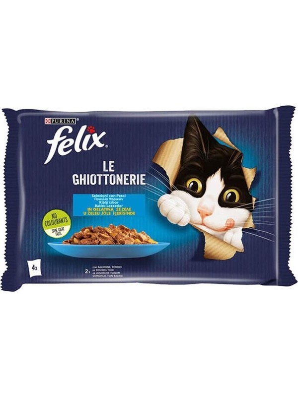 Felix Multipack Somonlu ve Ton Balıklı Yetişkin Kedi Yaş Maması 4X85gr