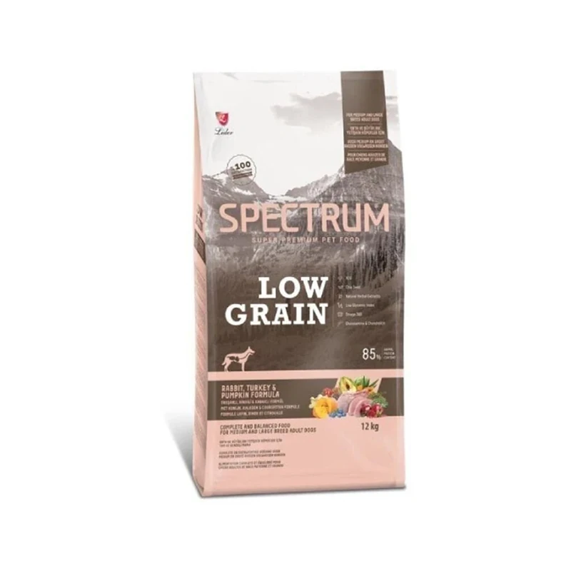 Spectrum Düşük Tahıllı Hindili - Tavşanlı Kabaklı Yetişkin Köpek Maması 12 Kg