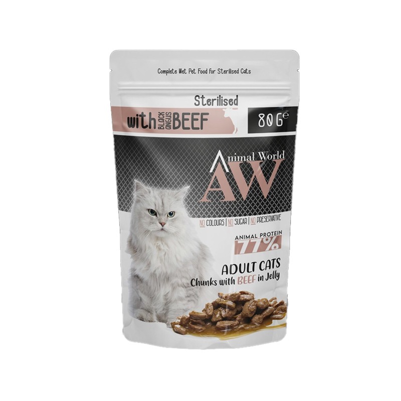 Animal World Sığır Etli Kısır Kediler İçim Yaş Mama 80gr