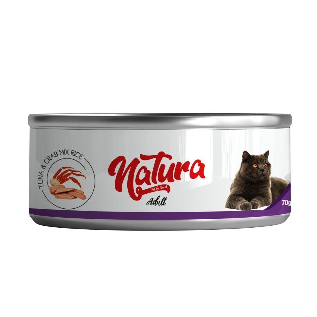 Natura Pet Ton Balığı&Yengeç, Et Suyu İçinde Pirinçli Kedi Konservesi 70Gr