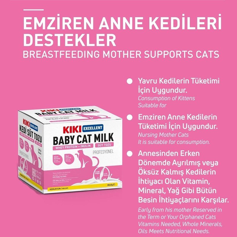 Kiki Excellent Kedi Süt Tozu Saşe - Yavru Kedi Süt Tozu - 5 Gr