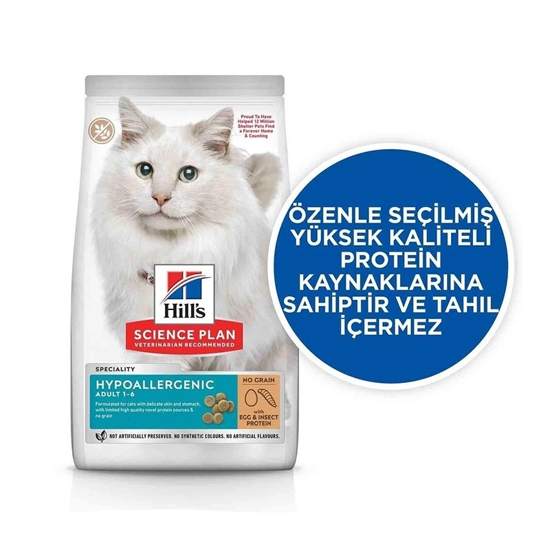 Hill's Hypoallergenic Yumurta ve Böcek Proteinli Kedi Maması 1.5kg